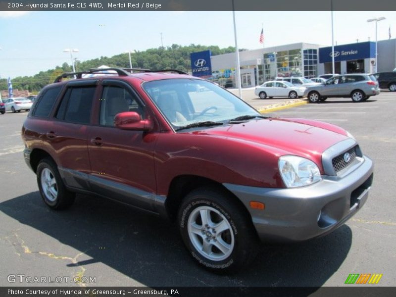 Merlot Red / Beige 2004 Hyundai Santa Fe GLS 4WD