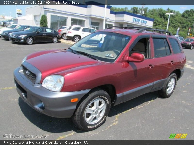 Merlot Red / Beige 2004 Hyundai Santa Fe GLS 4WD