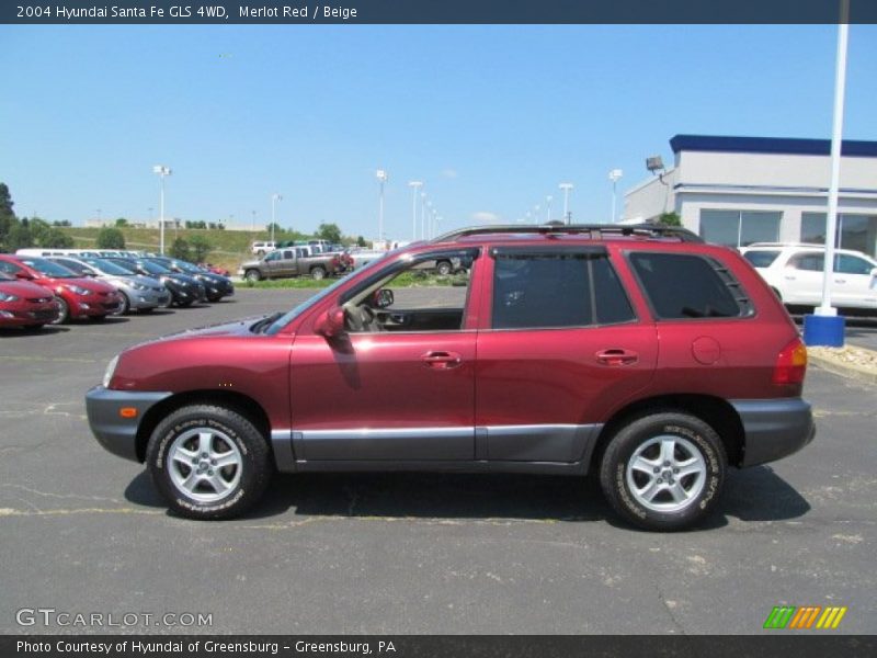 Merlot Red / Beige 2004 Hyundai Santa Fe GLS 4WD