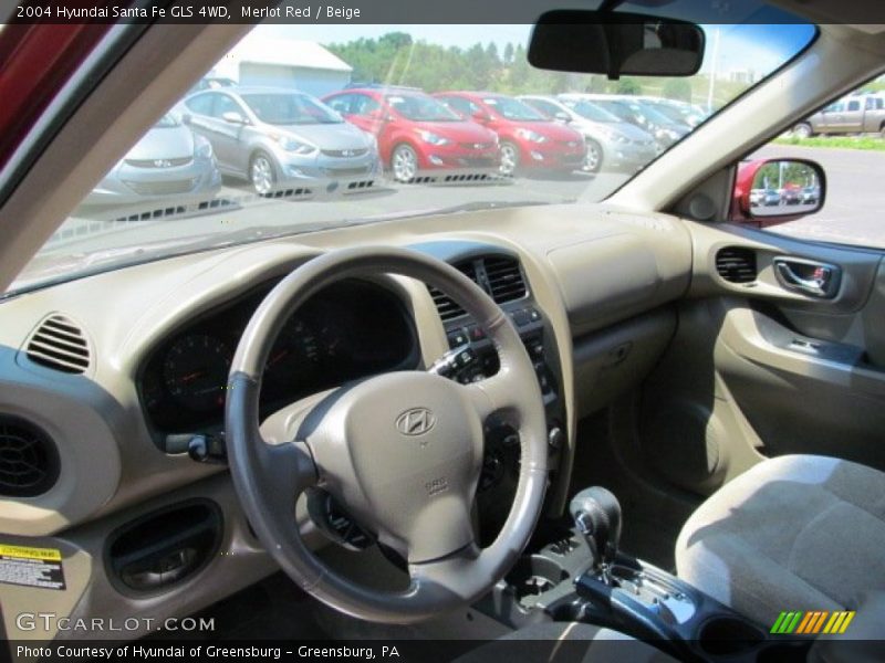 Merlot Red / Beige 2004 Hyundai Santa Fe GLS 4WD