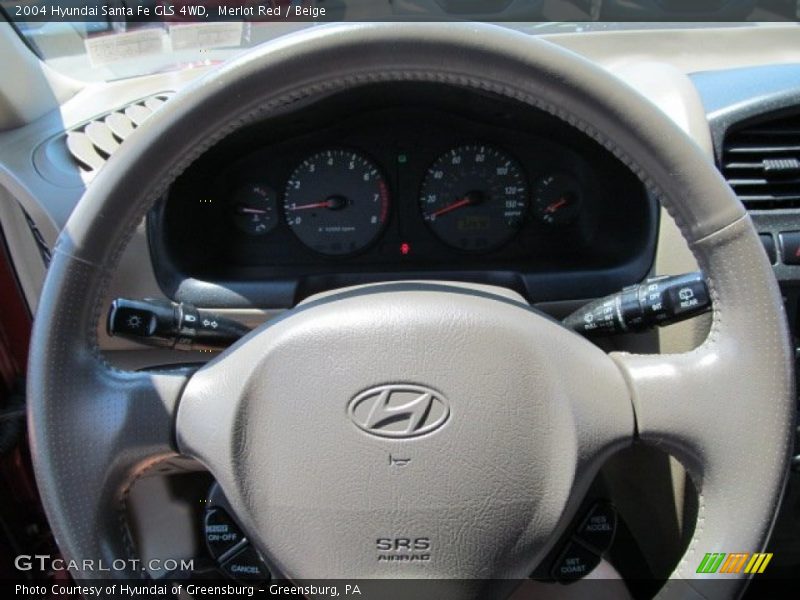 Merlot Red / Beige 2004 Hyundai Santa Fe GLS 4WD