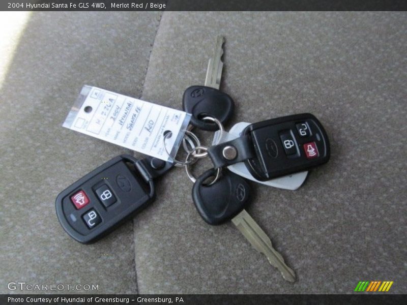 Merlot Red / Beige 2004 Hyundai Santa Fe GLS 4WD