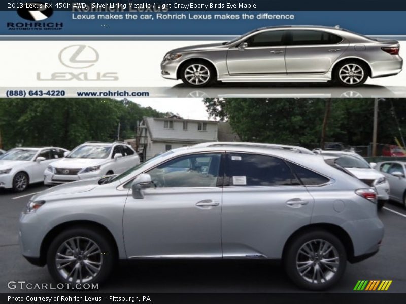 Silver Lining Metallic / Light Gray/Ebony Birds Eye Maple 2013 Lexus RX 450h AWD
