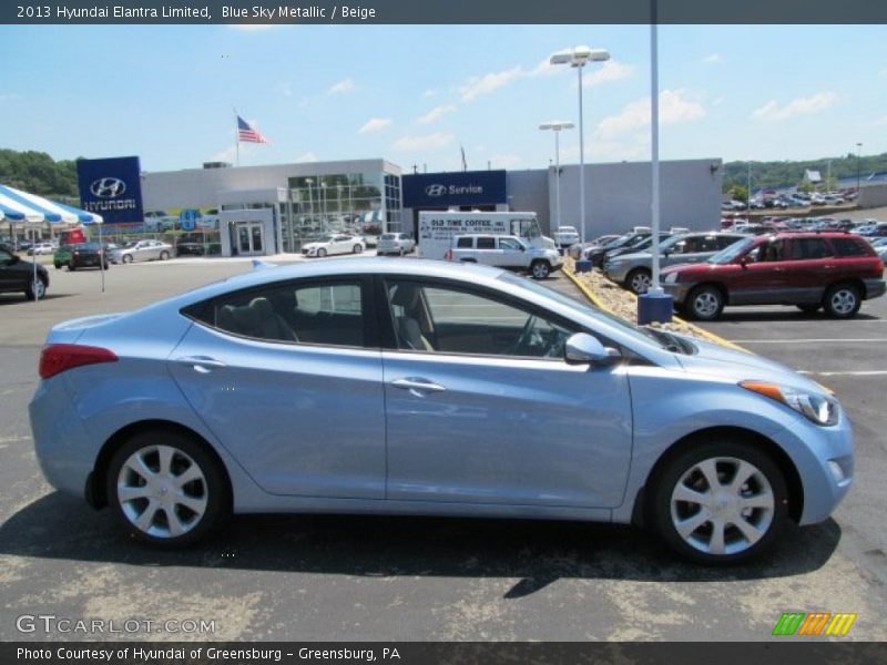 Blue Sky Metallic / Beige 2013 Hyundai Elantra Limited