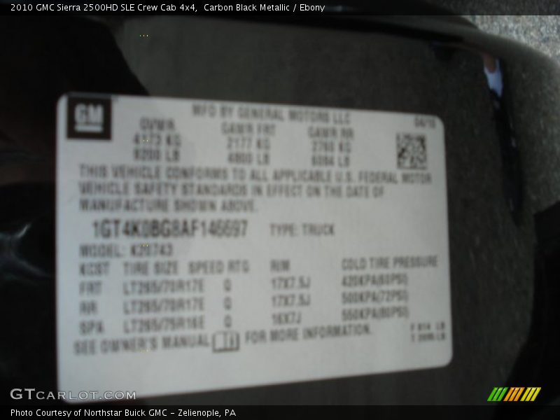 Carbon Black Metallic / Ebony 2010 GMC Sierra 2500HD SLE Crew Cab 4x4