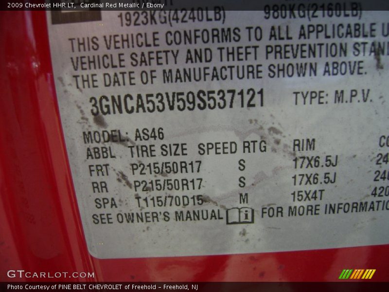 Cardinal Red Metallic / Ebony 2009 Chevrolet HHR LT