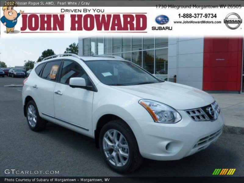 Pearl White / Gray 2012 Nissan Rogue SL AWD