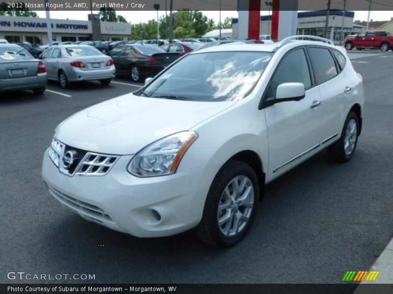 Pearl White / Gray 2012 Nissan Rogue SL AWD