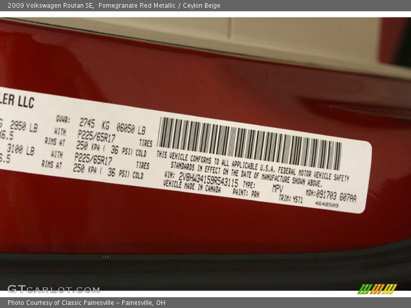 Pomegranate Red Metallic / Ceylon Beige 2009 Volkswagen Routan SE