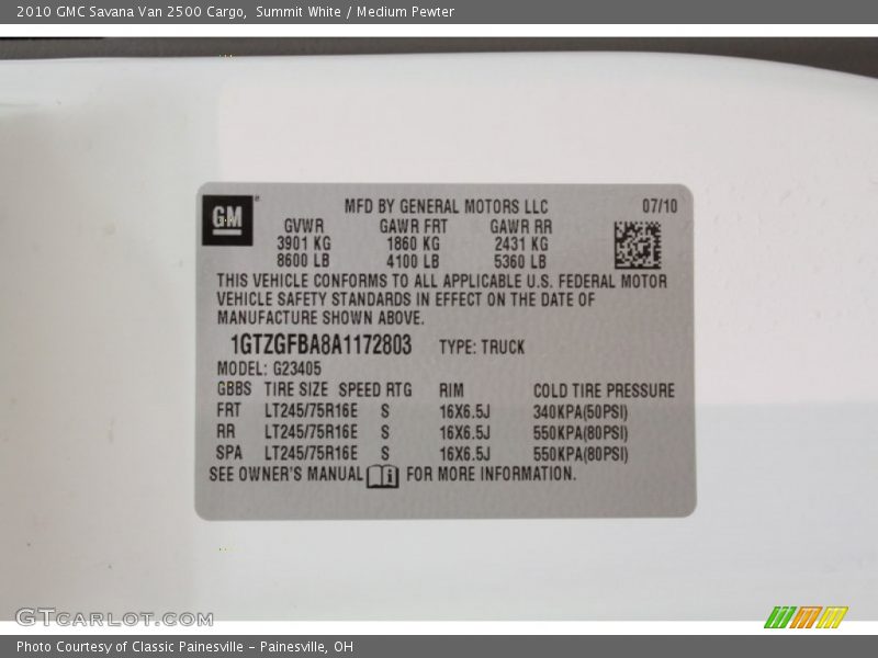 Summit White / Medium Pewter 2010 GMC Savana Van 2500 Cargo