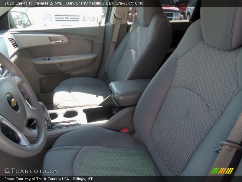 Dark Cherry Metallic / Dark Gray/Light Gray 2010 Chevrolet Traverse LS AWD