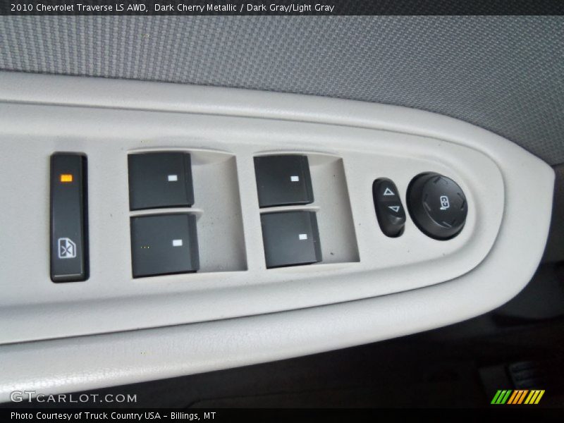 Dark Cherry Metallic / Dark Gray/Light Gray 2010 Chevrolet Traverse LS AWD