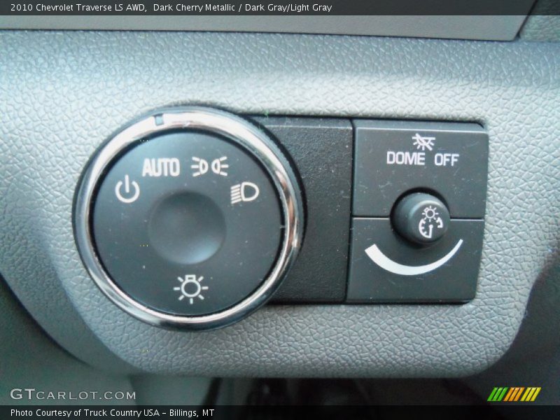 Dark Cherry Metallic / Dark Gray/Light Gray 2010 Chevrolet Traverse LS AWD