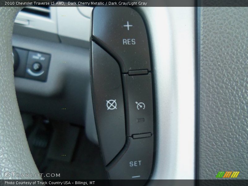 Dark Cherry Metallic / Dark Gray/Light Gray 2010 Chevrolet Traverse LS AWD
