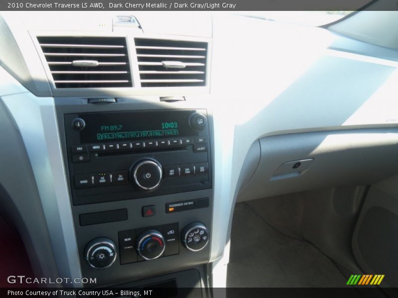 Dark Cherry Metallic / Dark Gray/Light Gray 2010 Chevrolet Traverse LS AWD