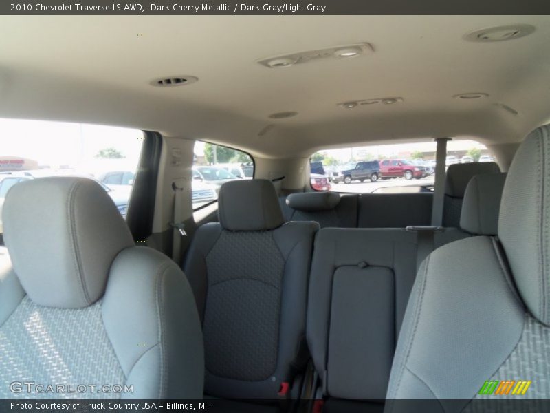 Dark Cherry Metallic / Dark Gray/Light Gray 2010 Chevrolet Traverse LS AWD