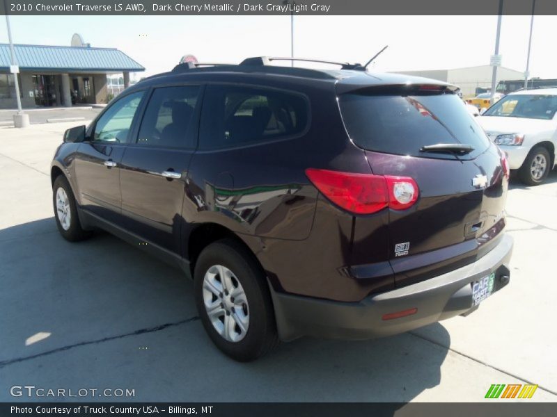 Dark Cherry Metallic / Dark Gray/Light Gray 2010 Chevrolet Traverse LS AWD
