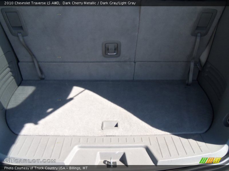 Dark Cherry Metallic / Dark Gray/Light Gray 2010 Chevrolet Traverse LS AWD