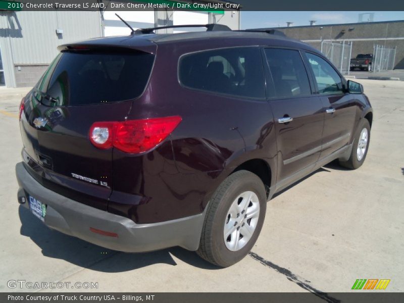 Dark Cherry Metallic / Dark Gray/Light Gray 2010 Chevrolet Traverse LS AWD