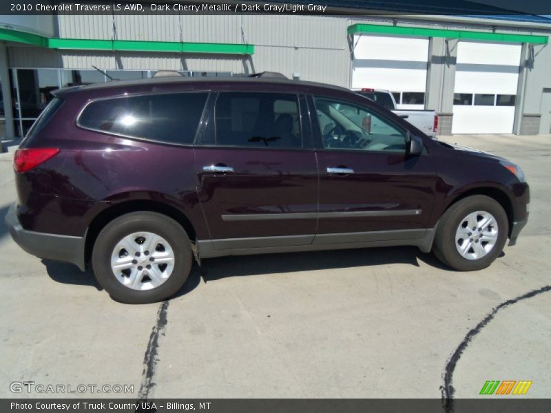 Dark Cherry Metallic / Dark Gray/Light Gray 2010 Chevrolet Traverse LS AWD