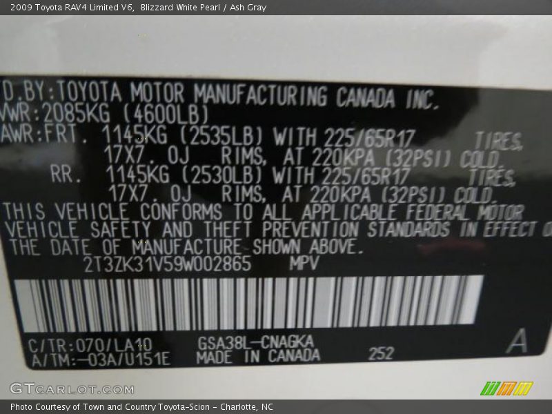 Blizzard White Pearl / Ash Gray 2009 Toyota RAV4 Limited V6