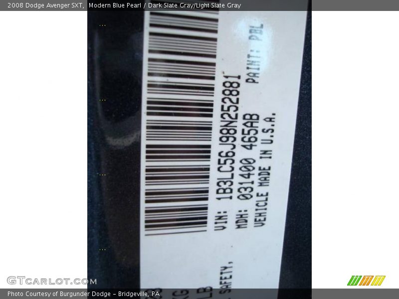 Modern Blue Pearl / Dark Slate Gray/Light Slate Gray 2008 Dodge Avenger SXT