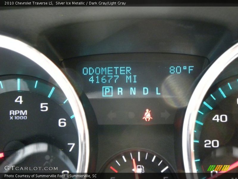 Silver Ice Metallic / Dark Gray/Light Gray 2010 Chevrolet Traverse LS