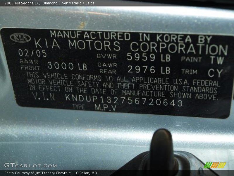Diamond Silver Metallic / Beige 2005 Kia Sedona LX