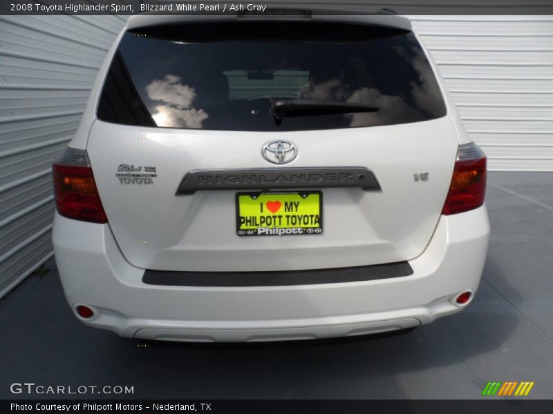 Blizzard White Pearl / Ash Gray 2008 Toyota Highlander Sport