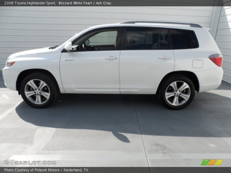 Blizzard White Pearl / Ash Gray 2008 Toyota Highlander Sport