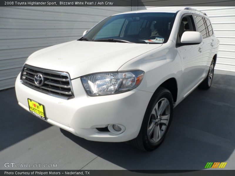 Blizzard White Pearl / Ash Gray 2008 Toyota Highlander Sport
