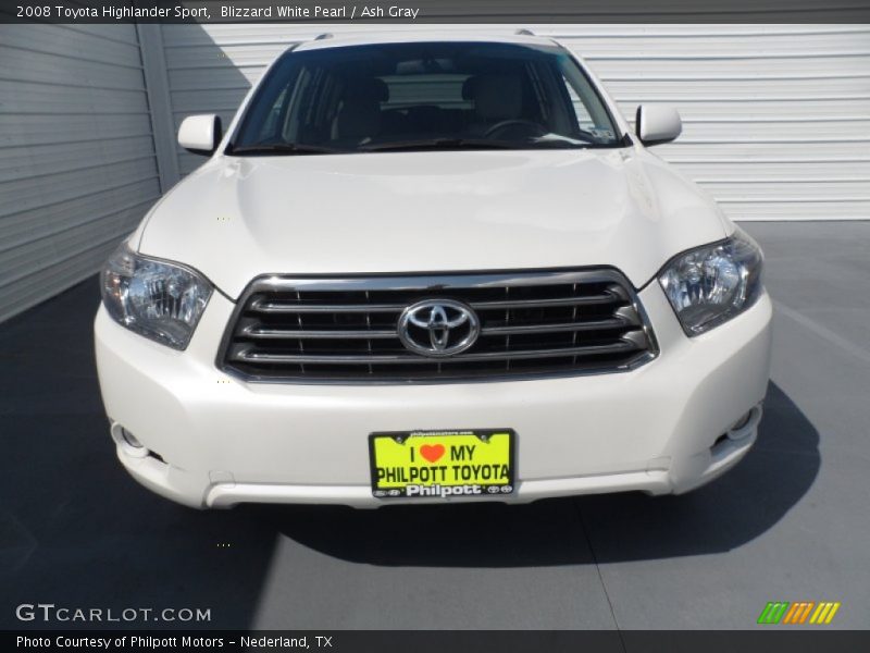 Blizzard White Pearl / Ash Gray 2008 Toyota Highlander Sport