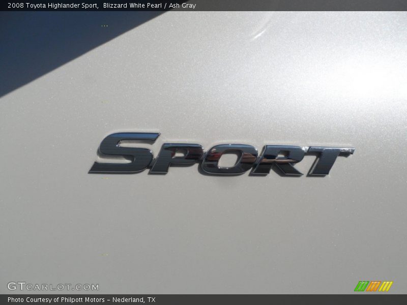 Blizzard White Pearl / Ash Gray 2008 Toyota Highlander Sport