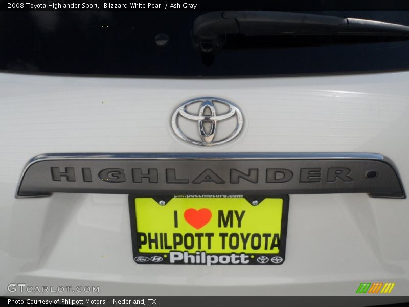 Blizzard White Pearl / Ash Gray 2008 Toyota Highlander Sport