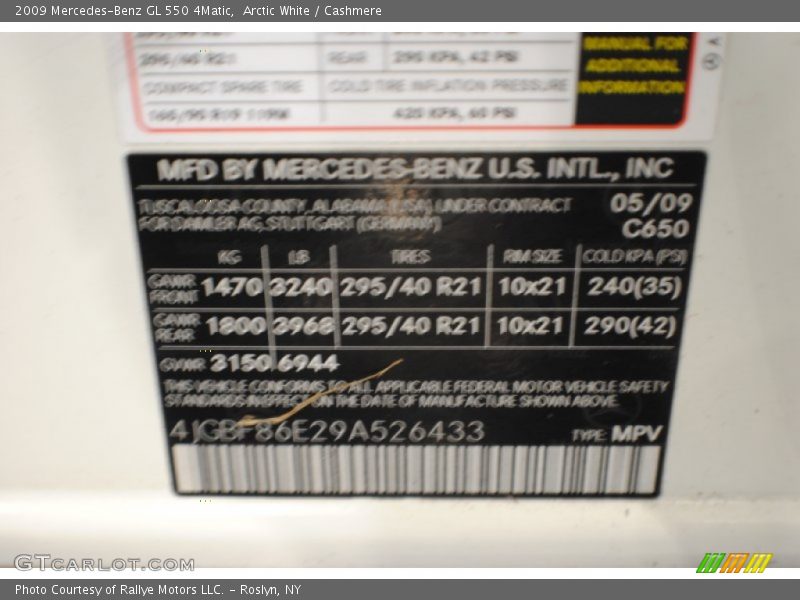 Arctic White / Cashmere 2009 Mercedes-Benz GL 550 4Matic