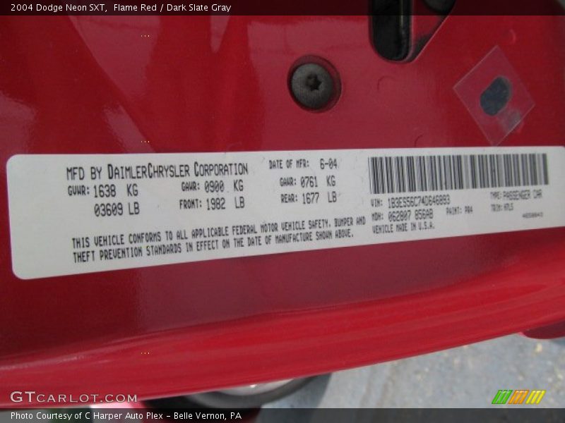 Flame Red / Dark Slate Gray 2004 Dodge Neon SXT
