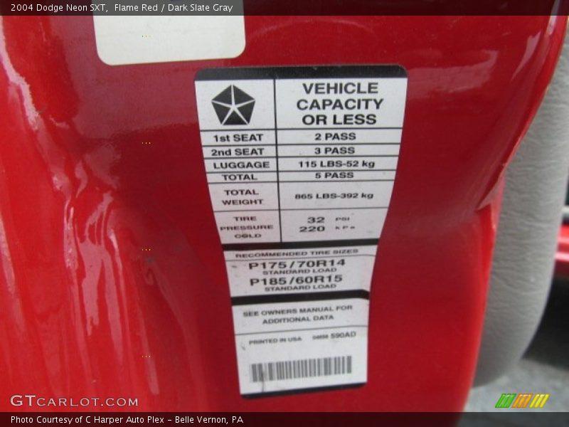 Flame Red / Dark Slate Gray 2004 Dodge Neon SXT