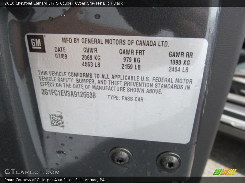 Cyber Gray Metallic / Black 2010 Chevrolet Camaro LT/RS Coupe