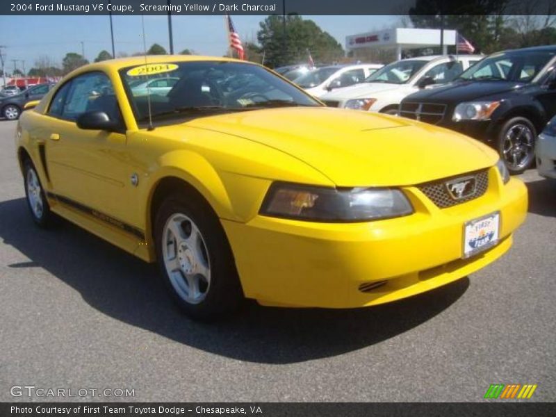 Screaming Yellow / Dark Charcoal 2004 Ford Mustang V6 Coupe