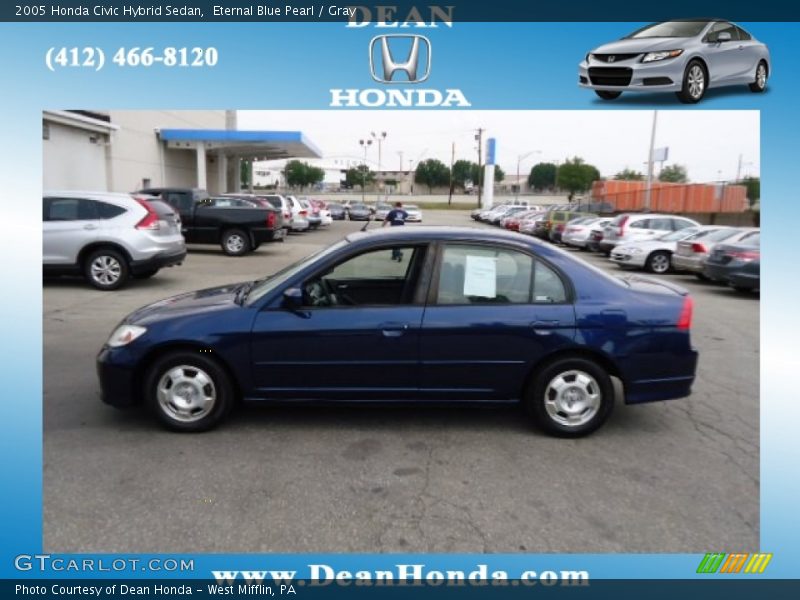 Eternal Blue Pearl / Gray 2005 Honda Civic Hybrid Sedan