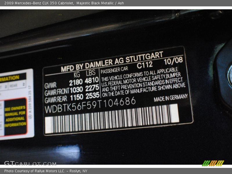 Majestic Black Metallic / Ash 2009 Mercedes-Benz CLK 350 Cabriolet