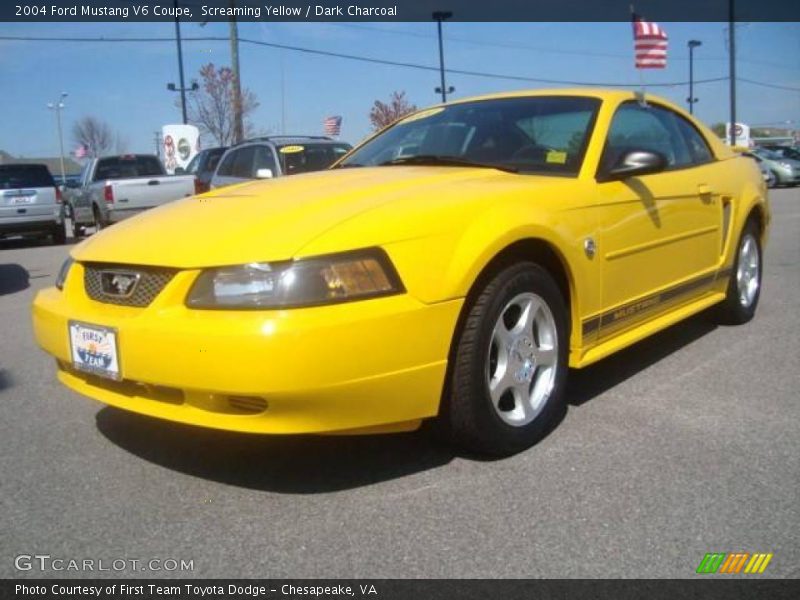 Screaming Yellow / Dark Charcoal 2004 Ford Mustang V6 Coupe