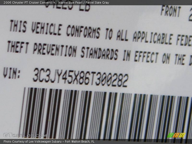 Marine Blue Pearl / Pastel Slate Gray 2006 Chrysler PT Cruiser Convertible