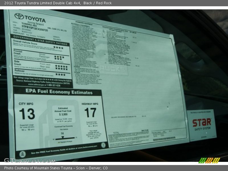  2012 Tundra Limited Double Cab 4x4 Window Sticker