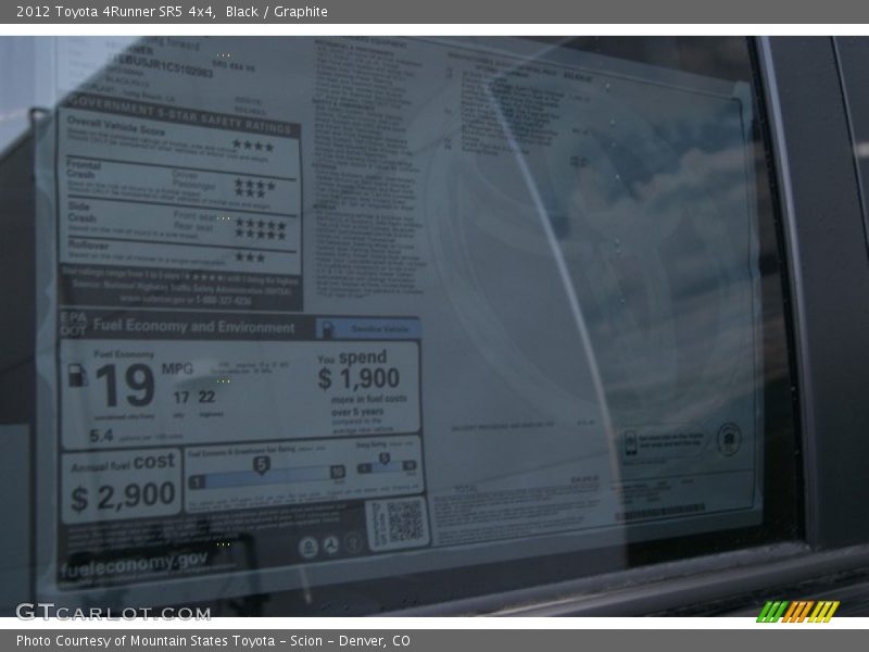 Black / Graphite 2012 Toyota 4Runner SR5 4x4