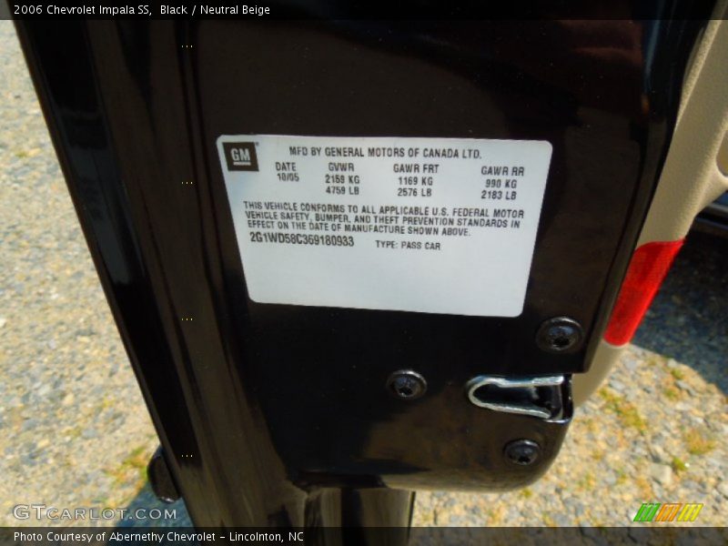 Black / Neutral Beige 2006 Chevrolet Impala SS