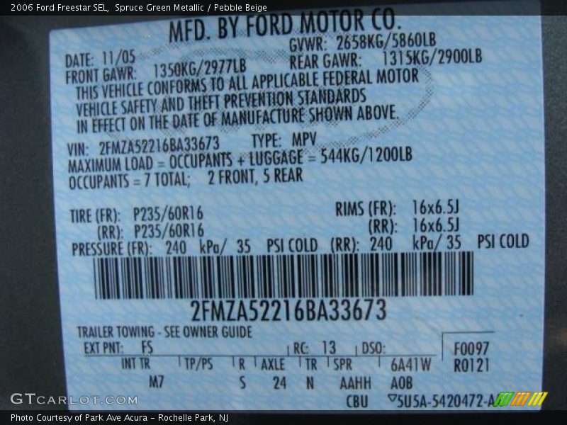 Spruce Green Metallic / Pebble Beige 2006 Ford Freestar SEL