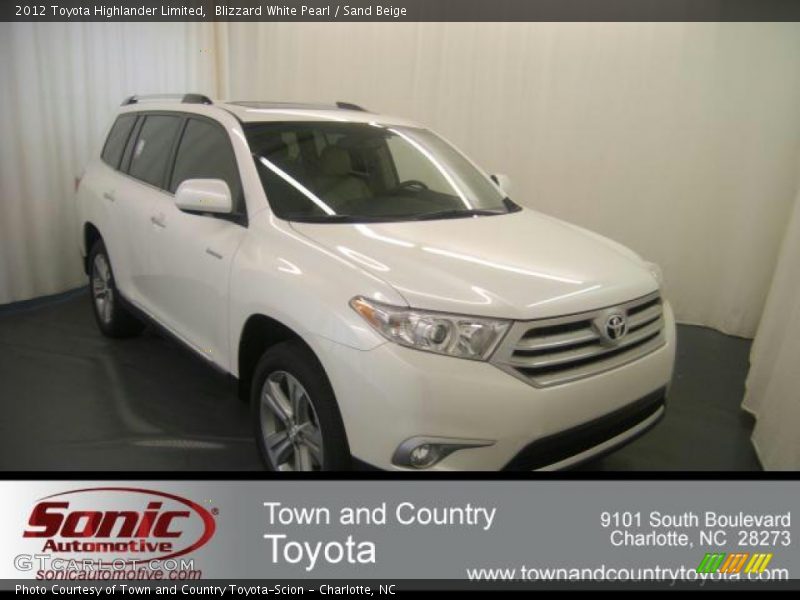 Blizzard White Pearl / Sand Beige 2012 Toyota Highlander Limited