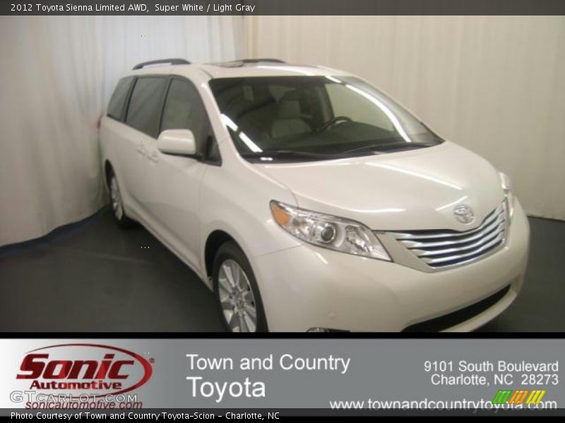 Super White / Light Gray 2012 Toyota Sienna Limited AWD