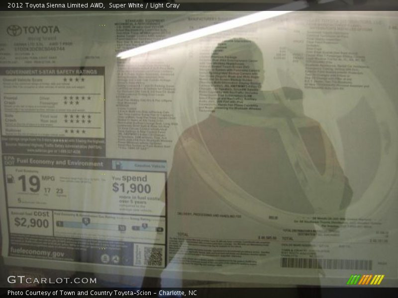 Super White / Light Gray 2012 Toyota Sienna Limited AWD